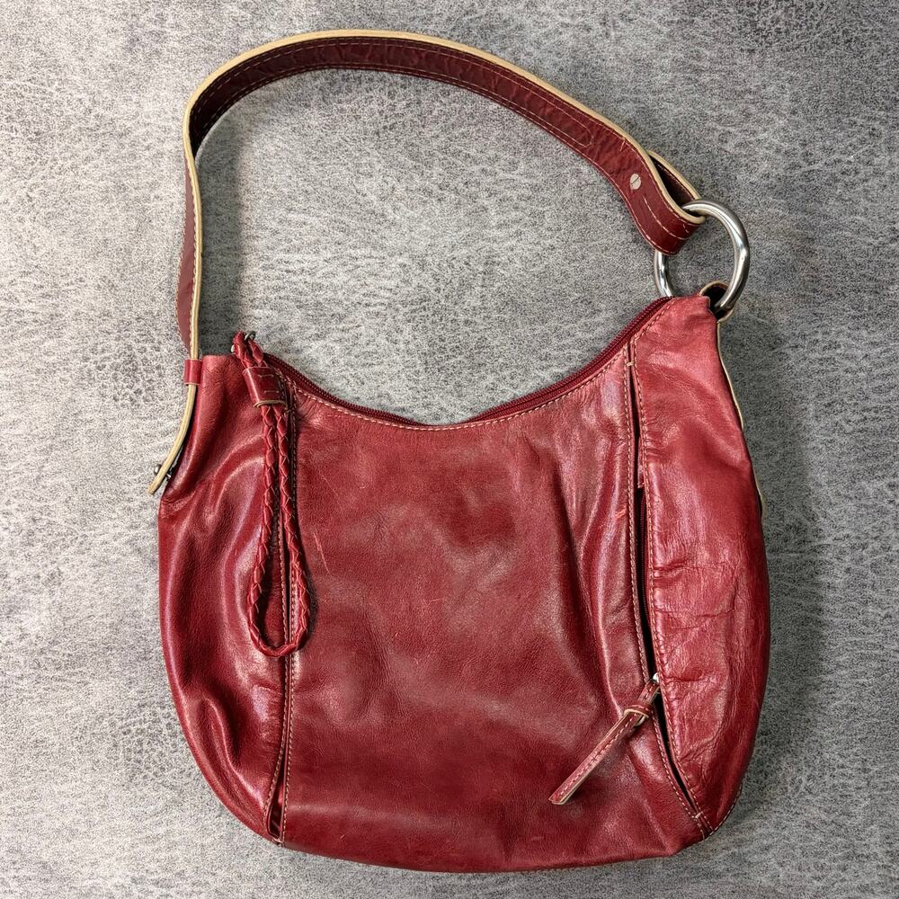 Vintage Red Full Grain Leather Shoulder Bag
